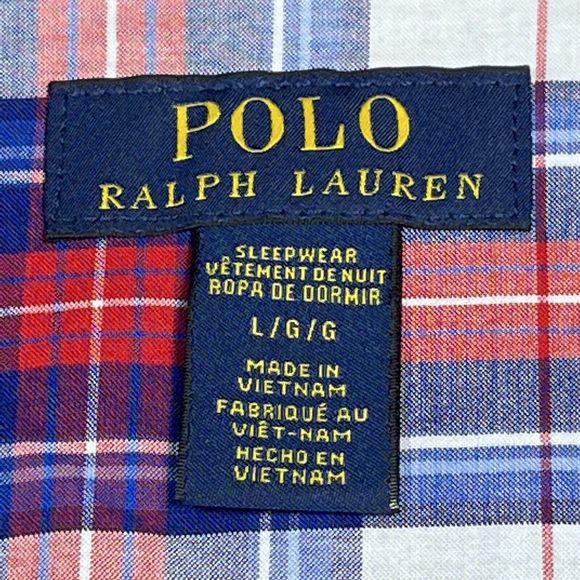 Polo Ralph Lauren Mens Size Large Plaid Pajama Shirt Top Short Sleeve Button Up - Picture 9 of 11